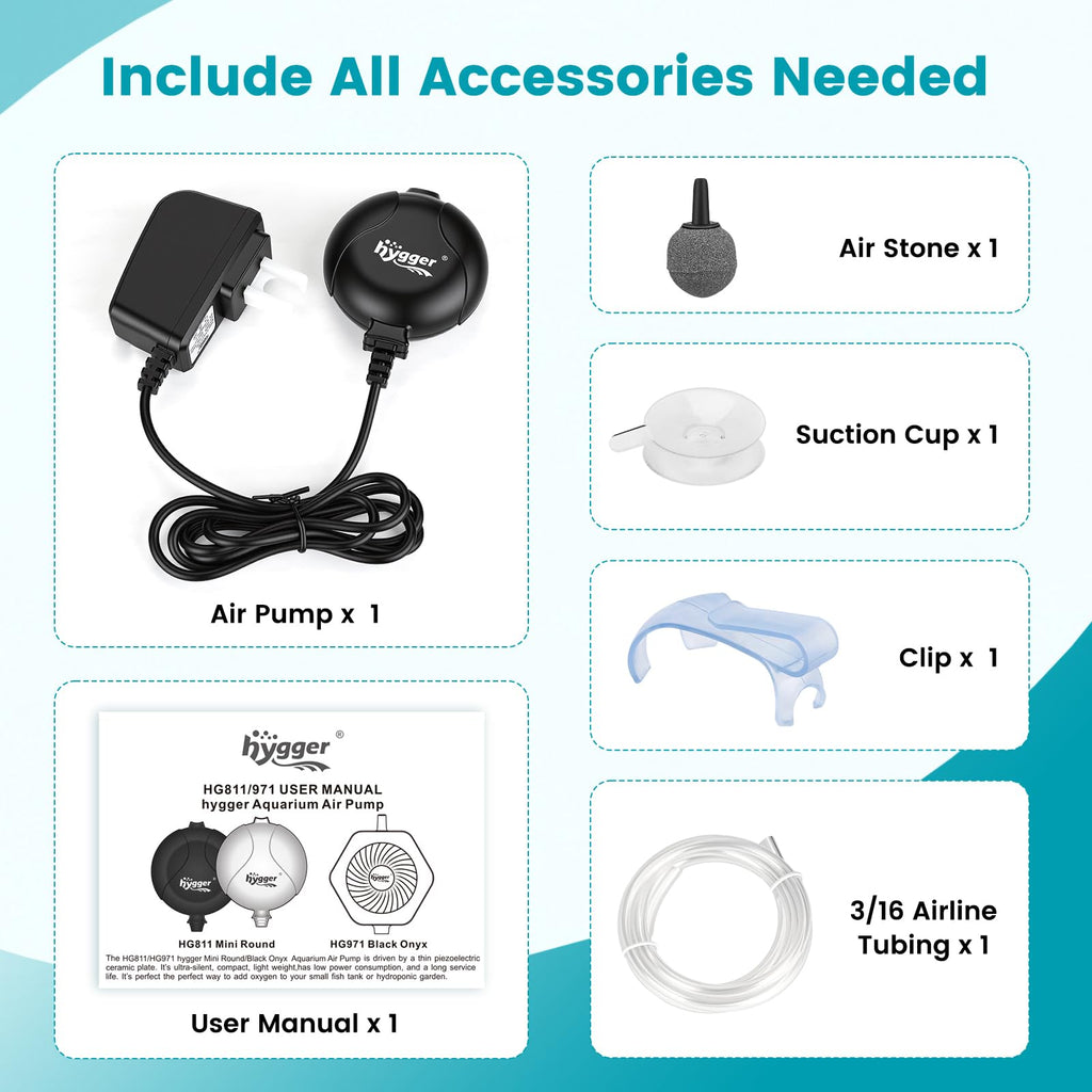 Quiet Mini Aquarium Air Pump 1.5 Watt with Air Stone Black Z6442