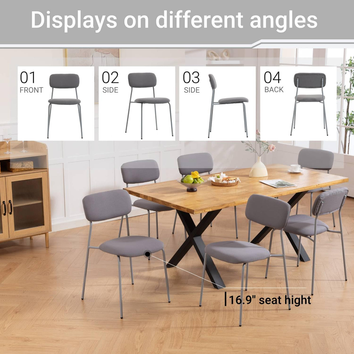 Grey Padded Stackable Chairs Set of 4 X48465