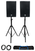 15" Powered Active DJ PA Speaker Pair with Stands Y7293