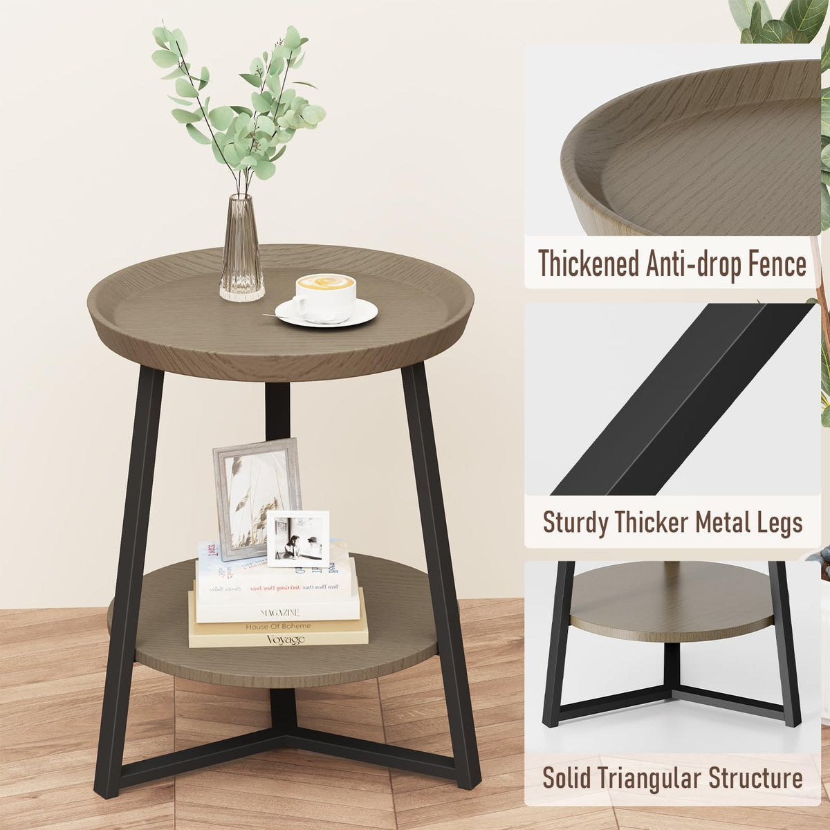 Round 2 Tier End Table with Storage Shelf G531