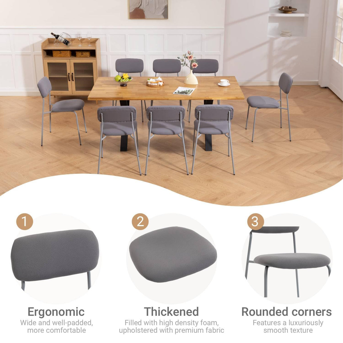 Grey Padded Stackable Chairs Set of 4 X48465