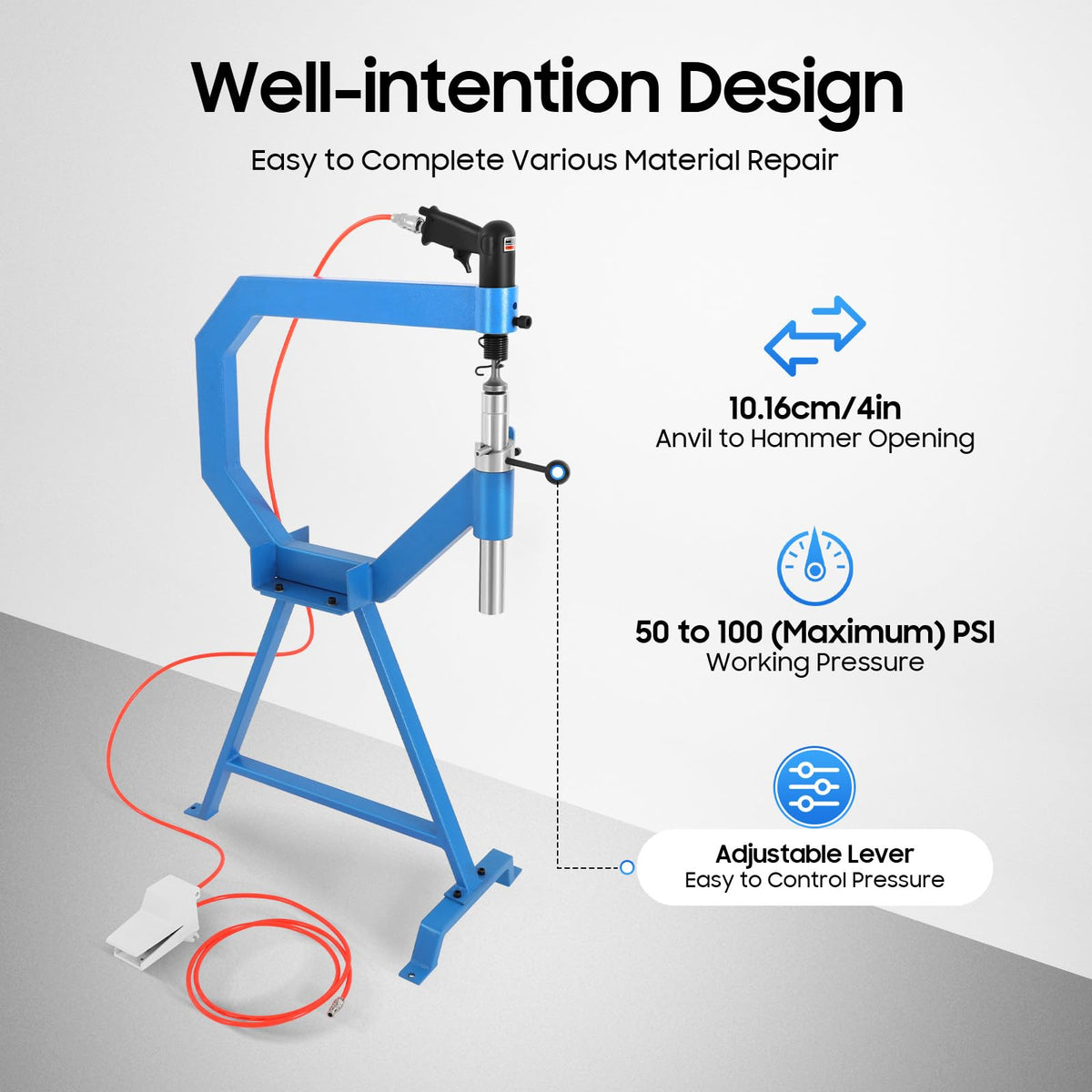 Pneumatic Planishing Hammer Sheet Metal Shaping Machine with Cast-Iron Stand W868195
