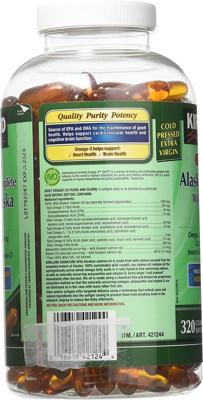 Wild Alaskan Salmon Oil 1200mg 320 Enteric Coated Softgels K7818