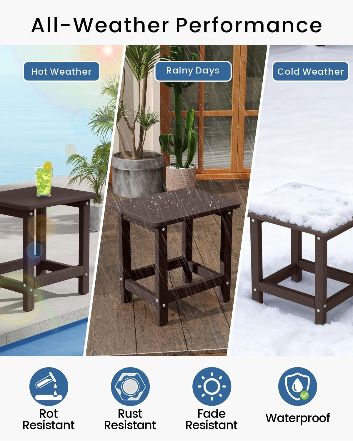 Set of 2 HDPE Outdoor Side Table Y6120