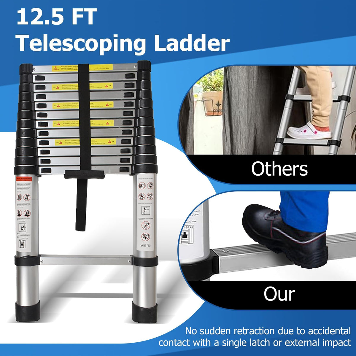 12.5 FT Aluminum Telescoping Ladder T52181