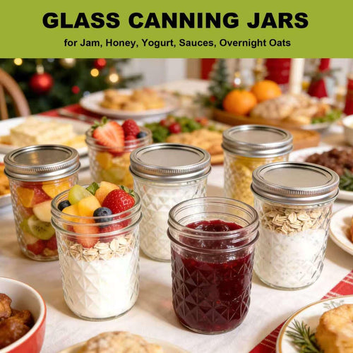 12 Pack Glass Mason Jars with Lids 16 oz & 8 oz I399177