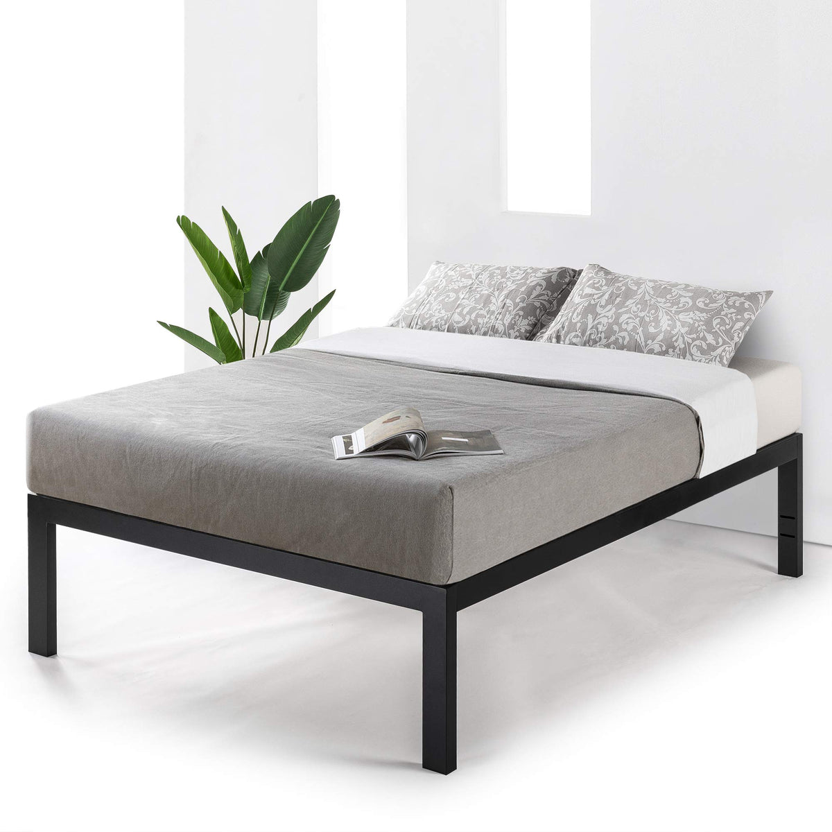 Queen 18 Inch Heavy Duty Steel Platform Bed with Wood Slat H455301