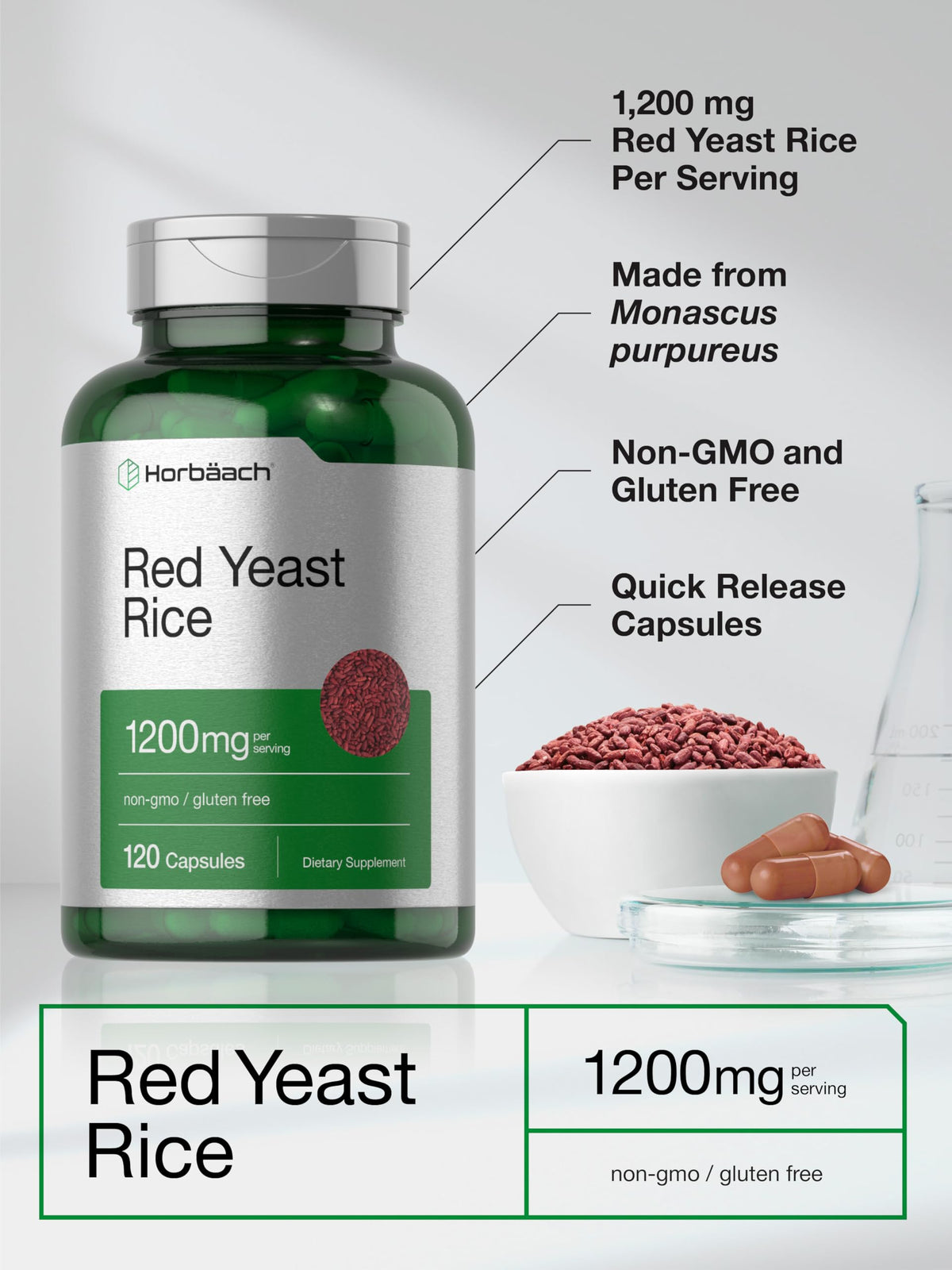 Red Yeast Rice 1200 mg 120 Capsules P1026