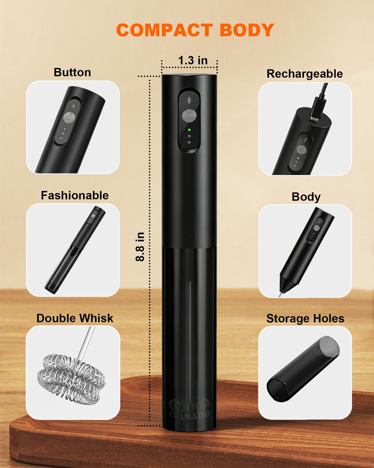 Rechargeable Handheld Milk Frother A849