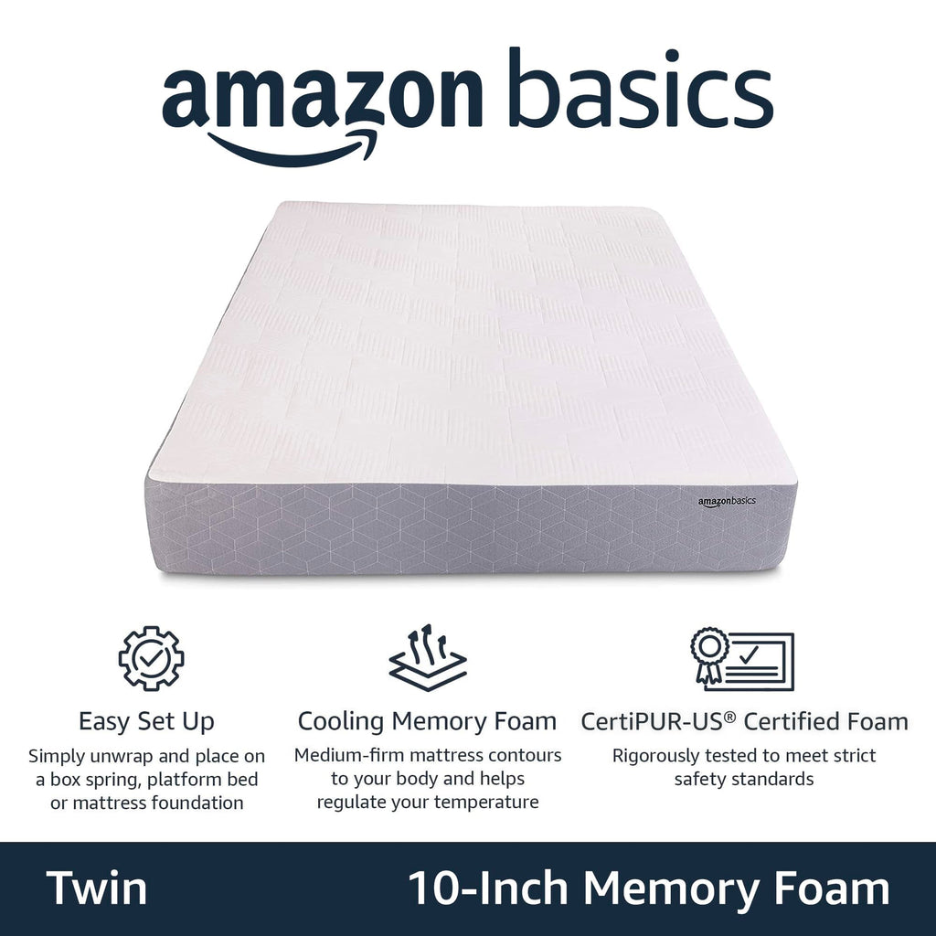 Medium-Firm Cooling Gel Memory Foam Mattress, Twin Size V6217
