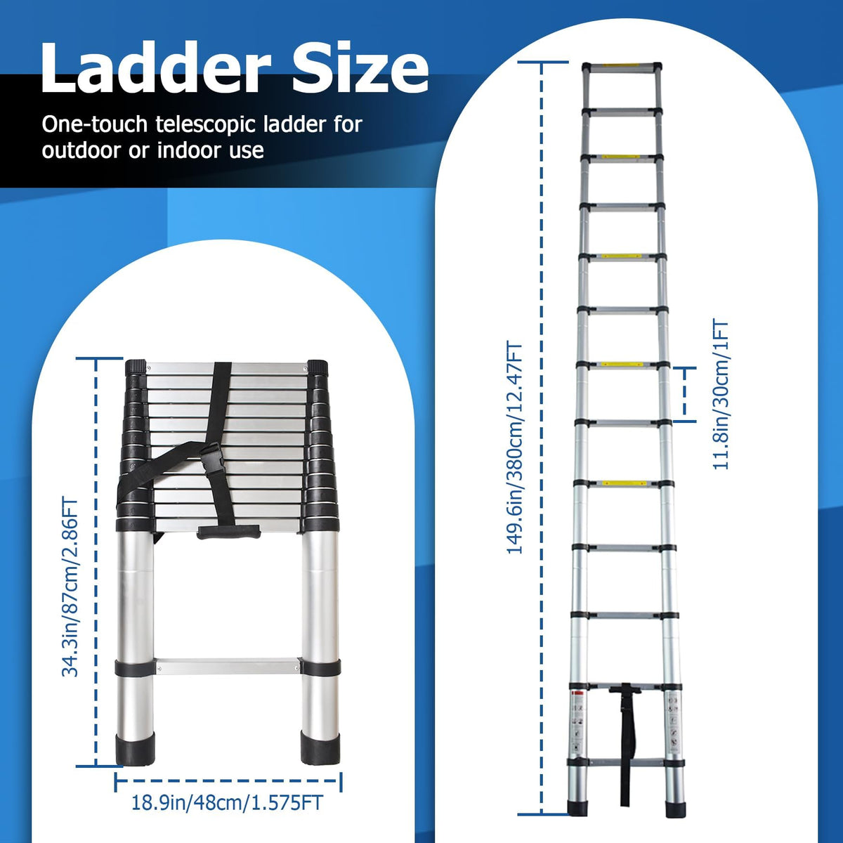 12.5 FT Aluminum Telescoping Ladder T52181