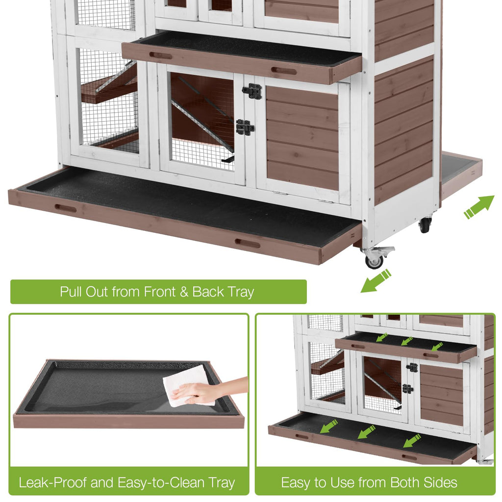 Two-Story Rabbit Hutch with Wheels V5443