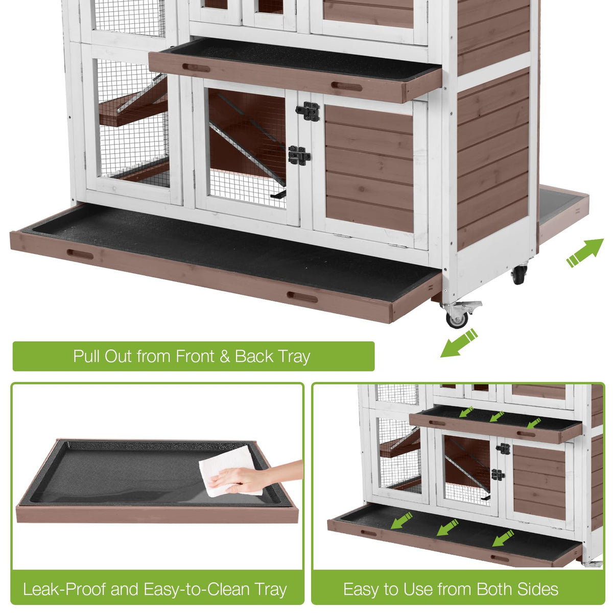Two-Story Rabbit Hutch with Wheels V5443