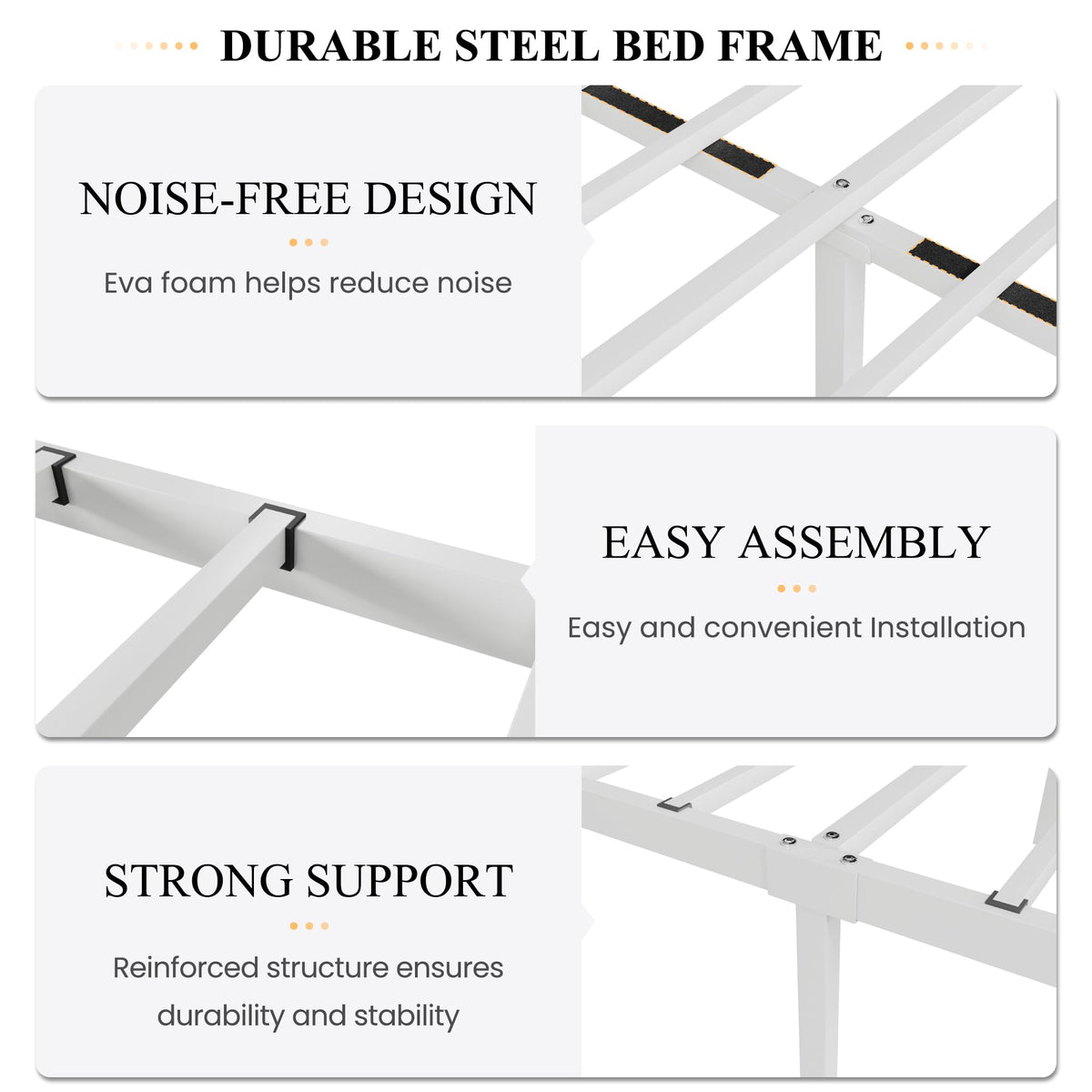 Full Size White Metal Bed Frame with Headboard Z637