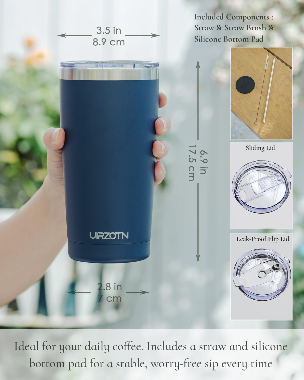20oz Stainless Steel Insulated Travel Coffee Tumbler with Straw G212