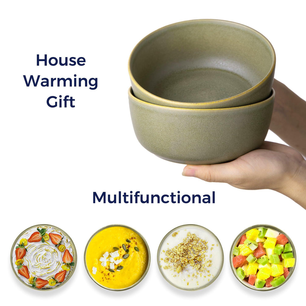 Stoneware Cereal Bowls Set of 4, 26oz Ceramic Bowls O915786