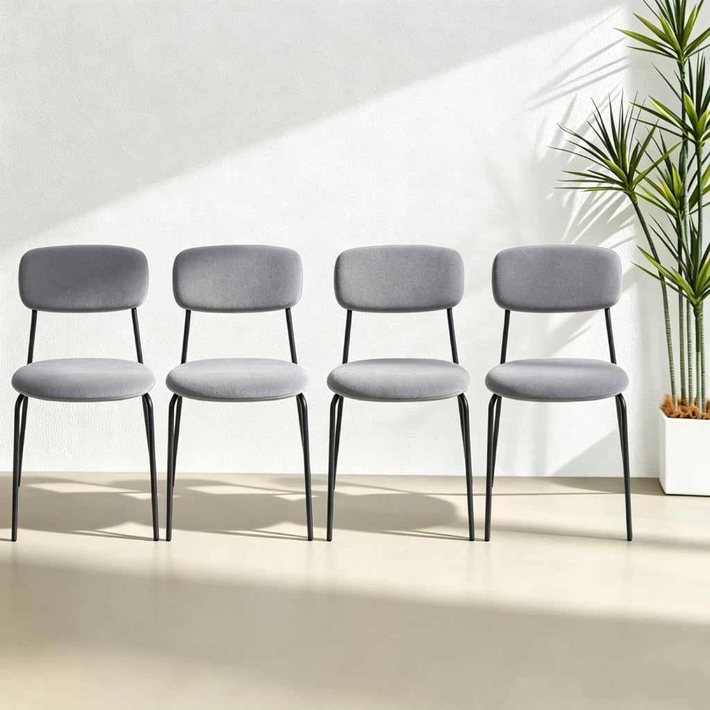 Grey Padded Stackable Chairs Set of 4 X48465