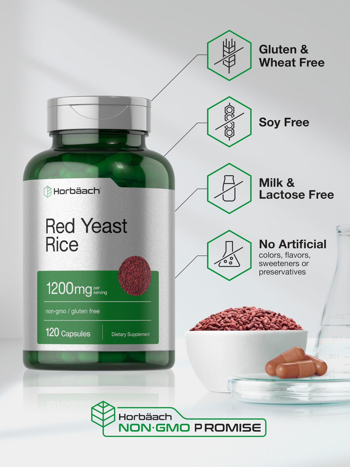 Red Yeast Rice 1200 mg 120 Capsules P1026