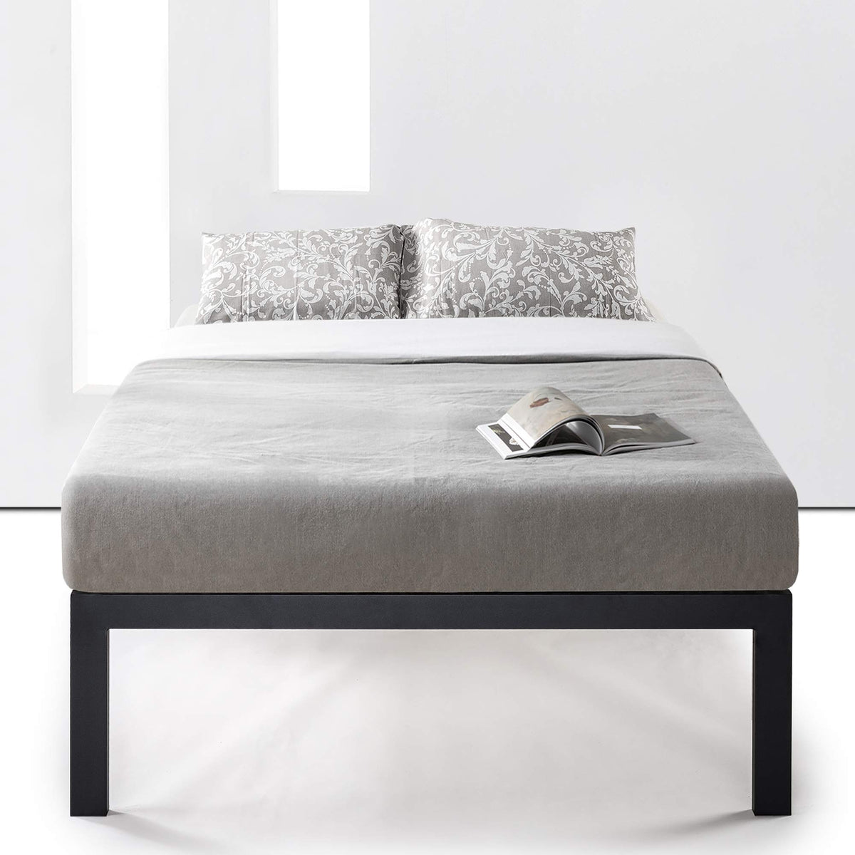 Queen 18 Inch Heavy Duty Steel Platform Bed with Wood Slat H455301