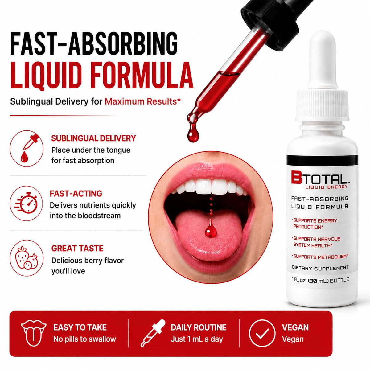Berry 2 fl oz Sublingual Vitamin B Complex Liquid Drops F45310