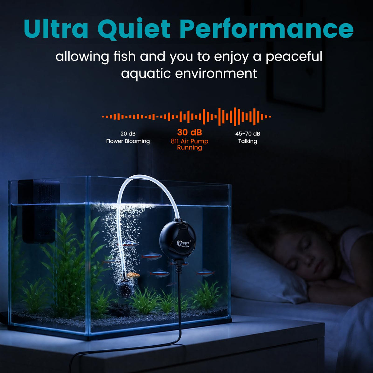 Quiet Mini Aquarium Air Pump 1.5 Watt with Air Stone Black Z6442