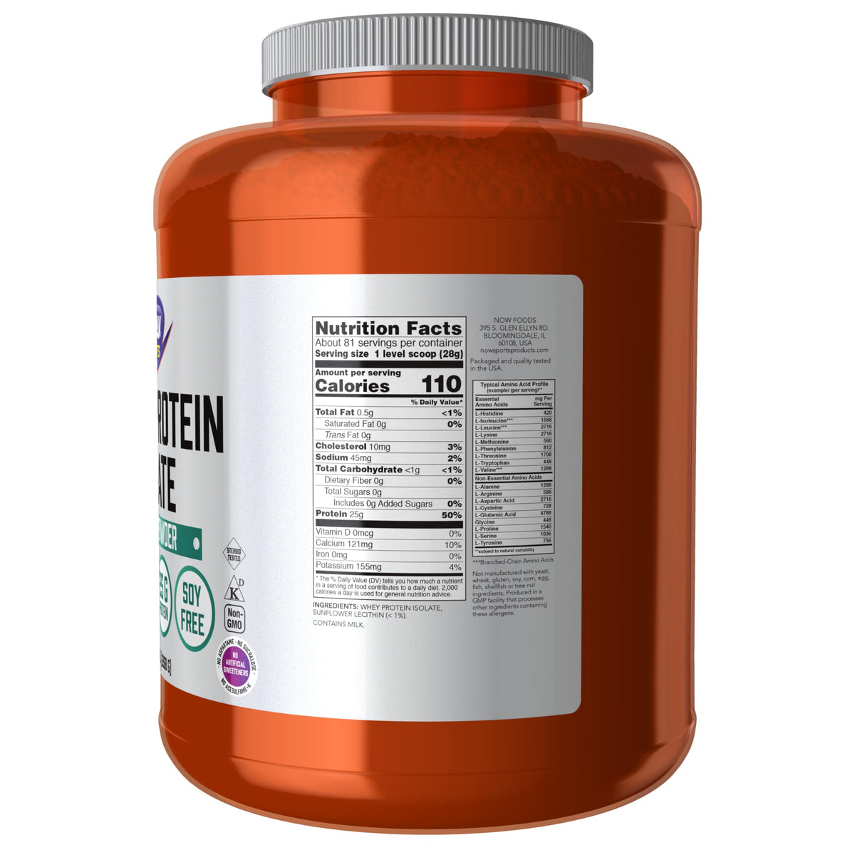 Whey Protein Isolate 24 g With BCAAs Unflavored Powder 5 lbs T512327