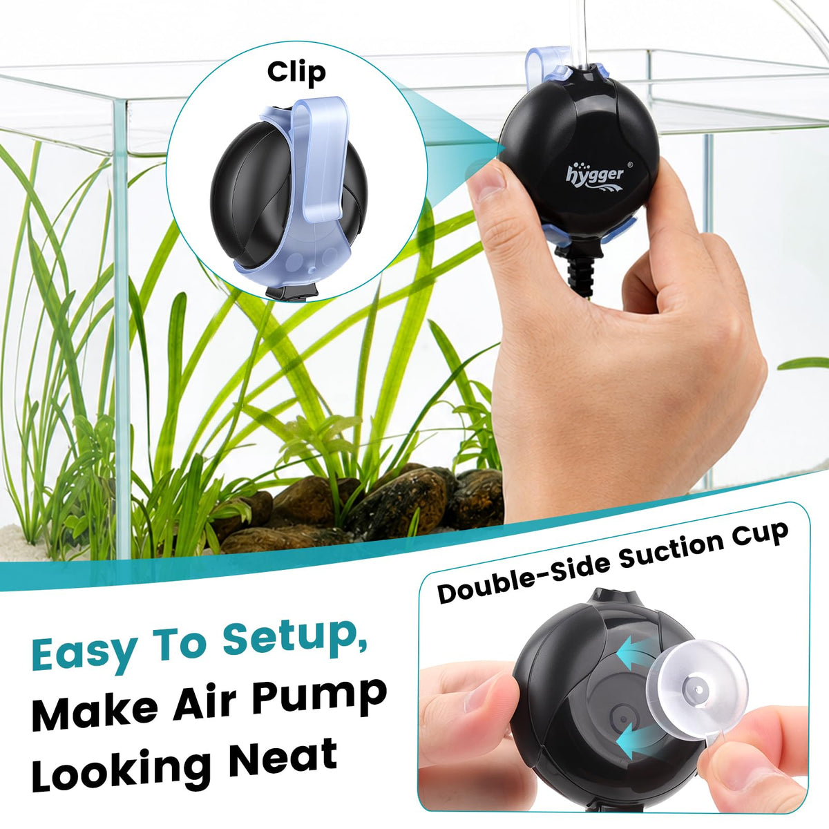 Quiet Mini Aquarium Air Pump 1.5 Watt with Air Stone Black Z6442