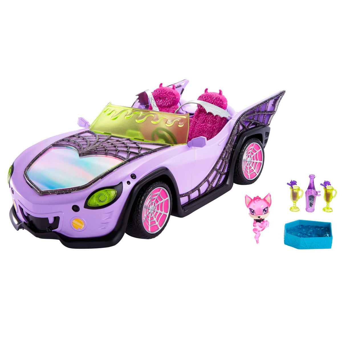 Purple Convertible Toy Car with Spiderweb Details K933