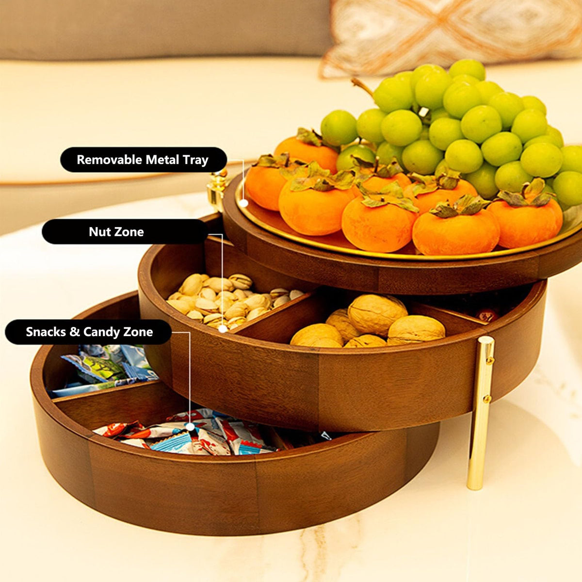 3 Layers Solid Wood Fruit Bowl O9896