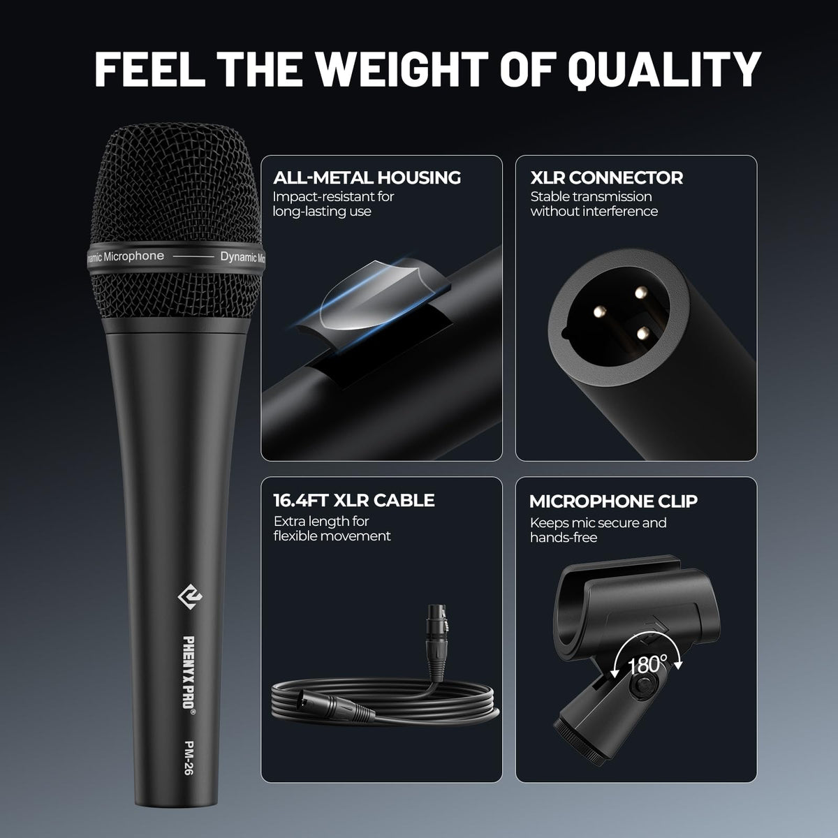 Supercardioid Dynamic Vocal Microphone with XLR Cable P135955