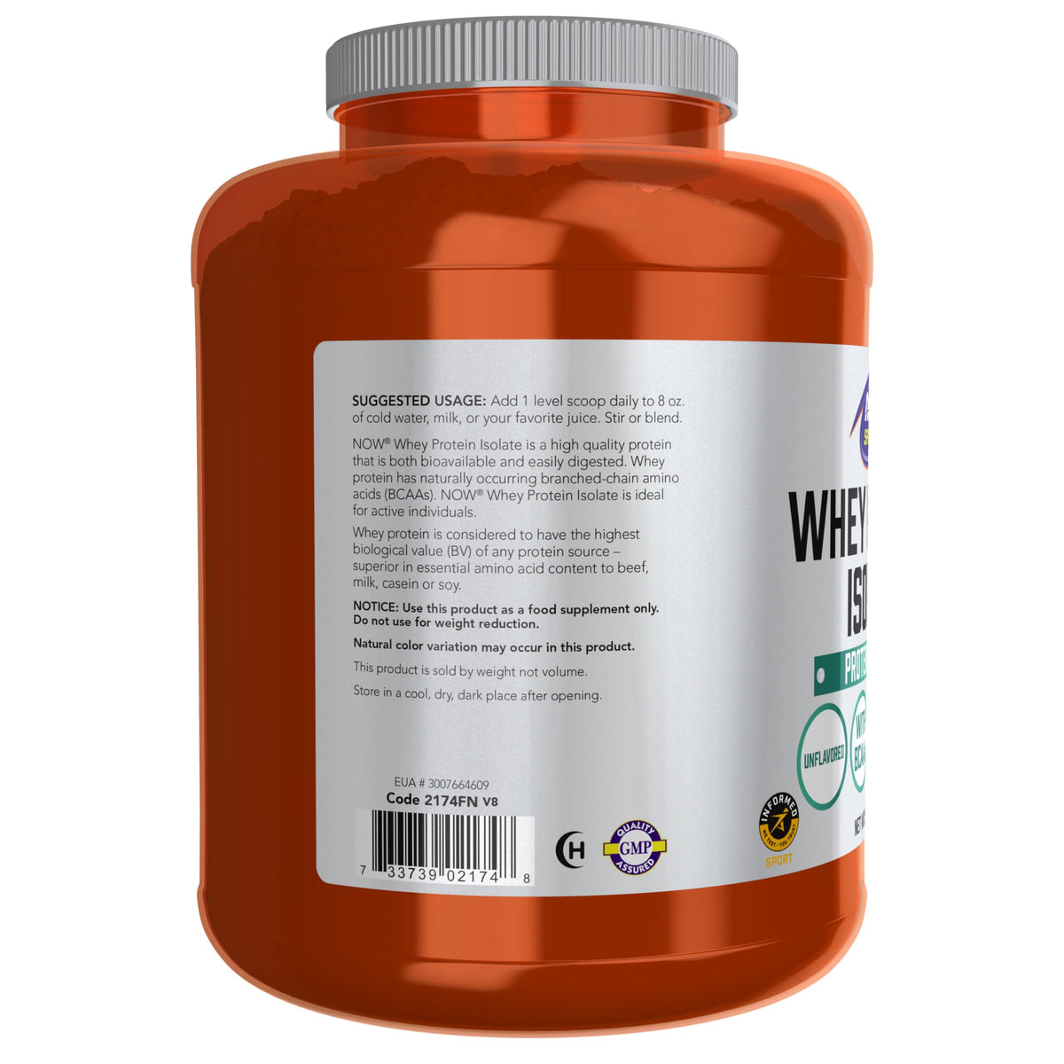Whey Protein Isolate 24 g With BCAAs Unflavored Powder 5 lbs T512327