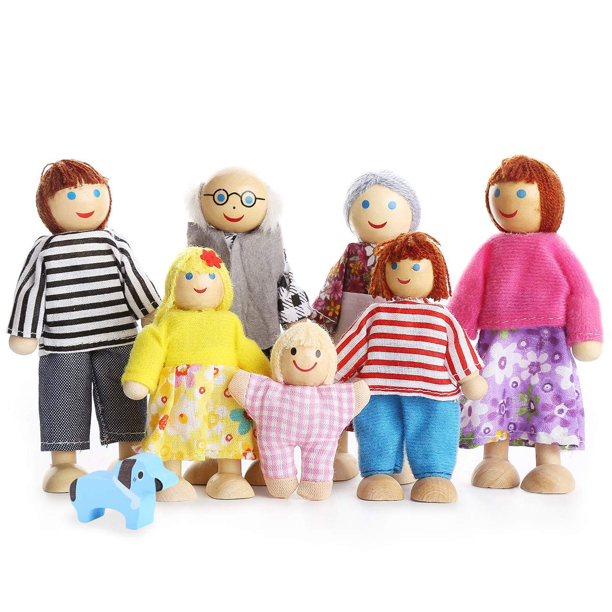 Dollhouse Figures Set of 7 with Dog B60478
