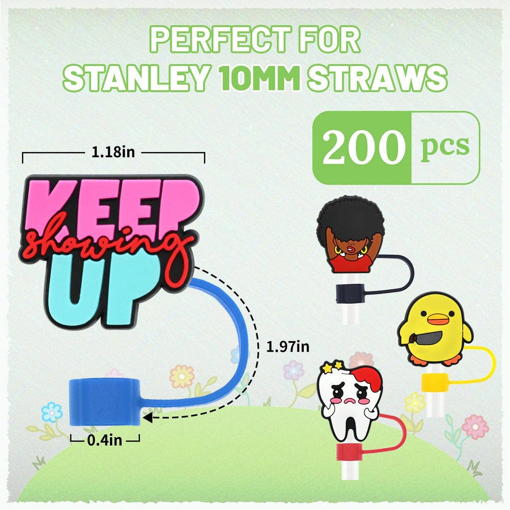 200PCS Straw Covers Cap for Tumbler Straws J122113