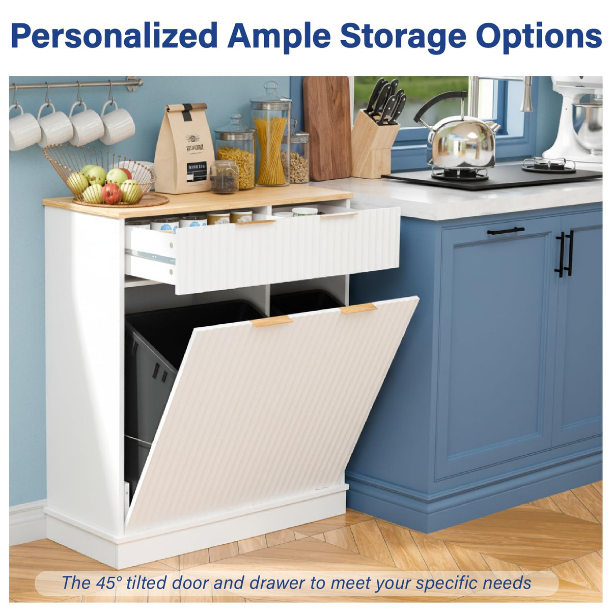White Double Tilt Out Trash Can Cabinet C5465