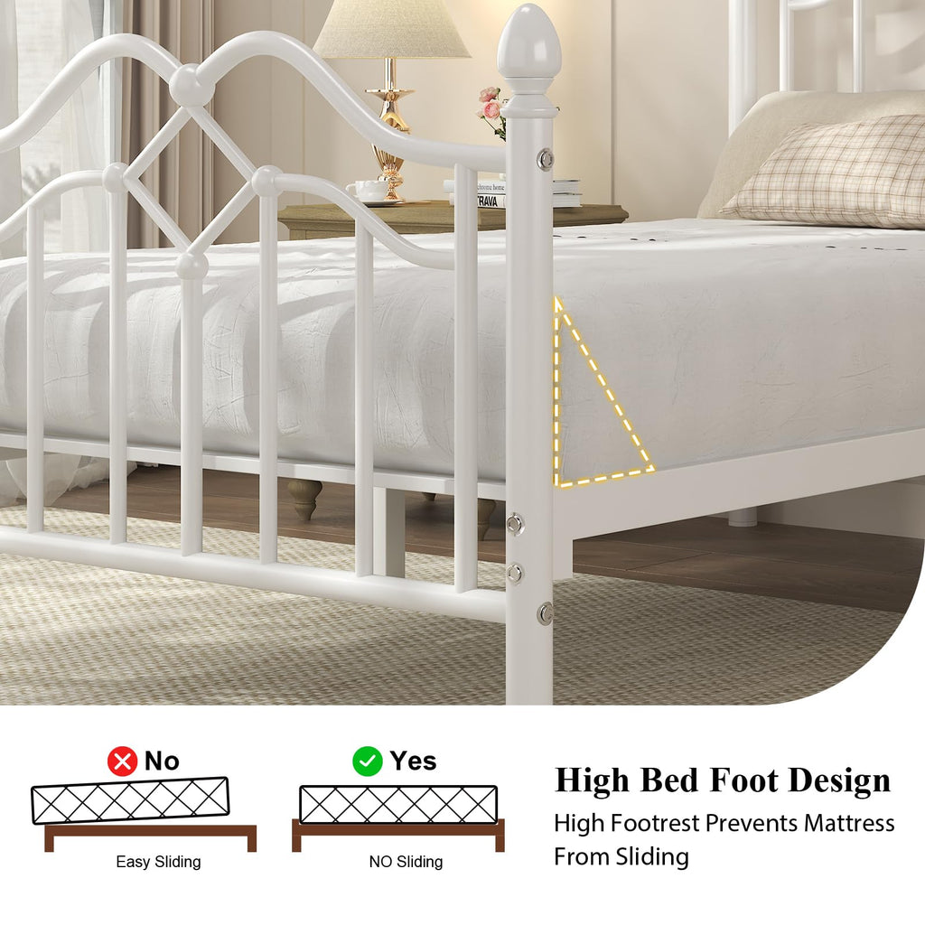 Twin Size Bed Frame with Victorian Headboard & Footboard Z48133