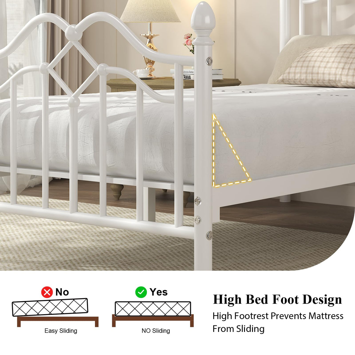 Twin Size Bed Frame with Victorian Headboard & Footboard Z48133