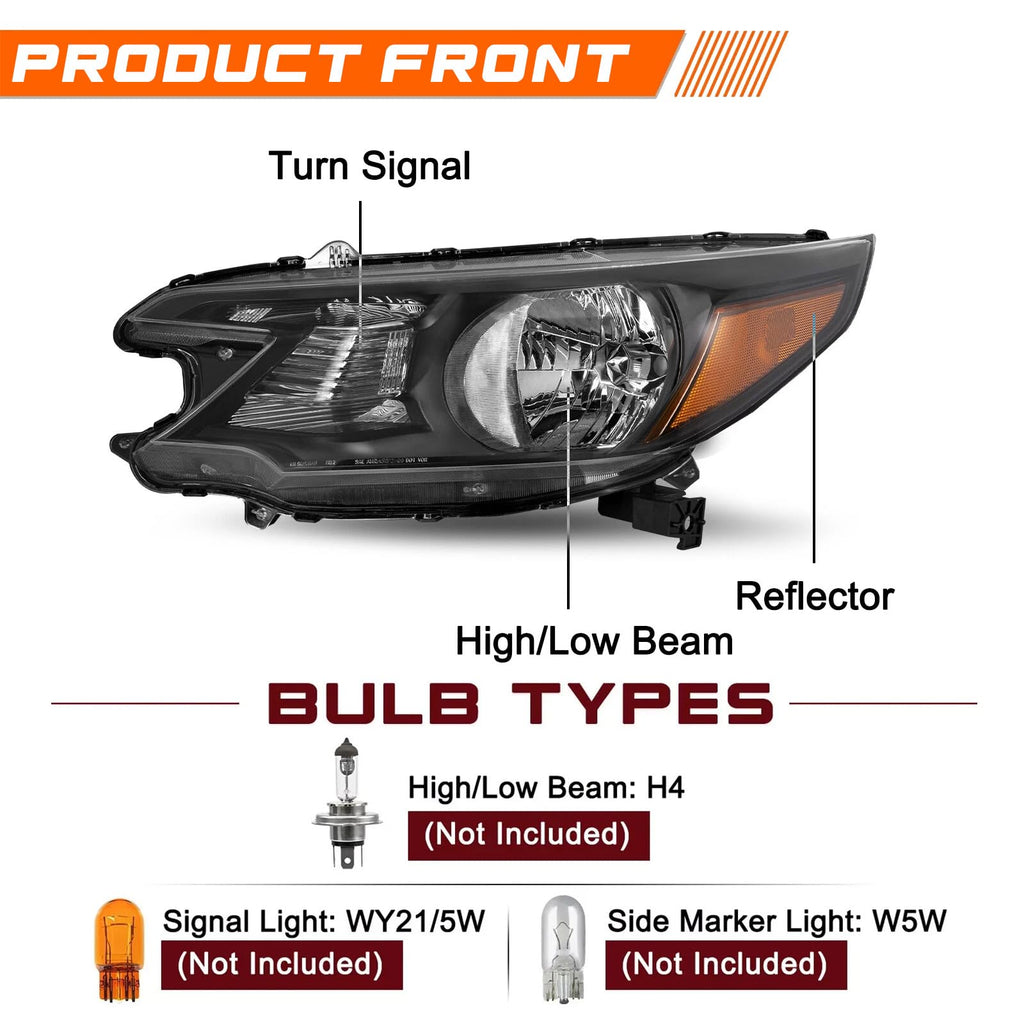 Black Halogen Headlight Assembly I768