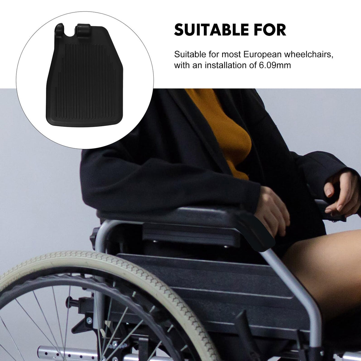 Black Plastic Wheelchair Footplates Replacement Pair Y2803
