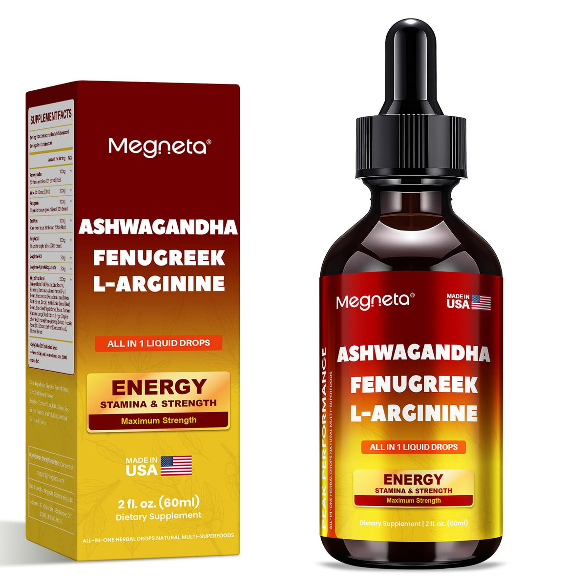 Ashwagandha Fenugreek L-Arginine Liquid Drops 2 fl oz D4076