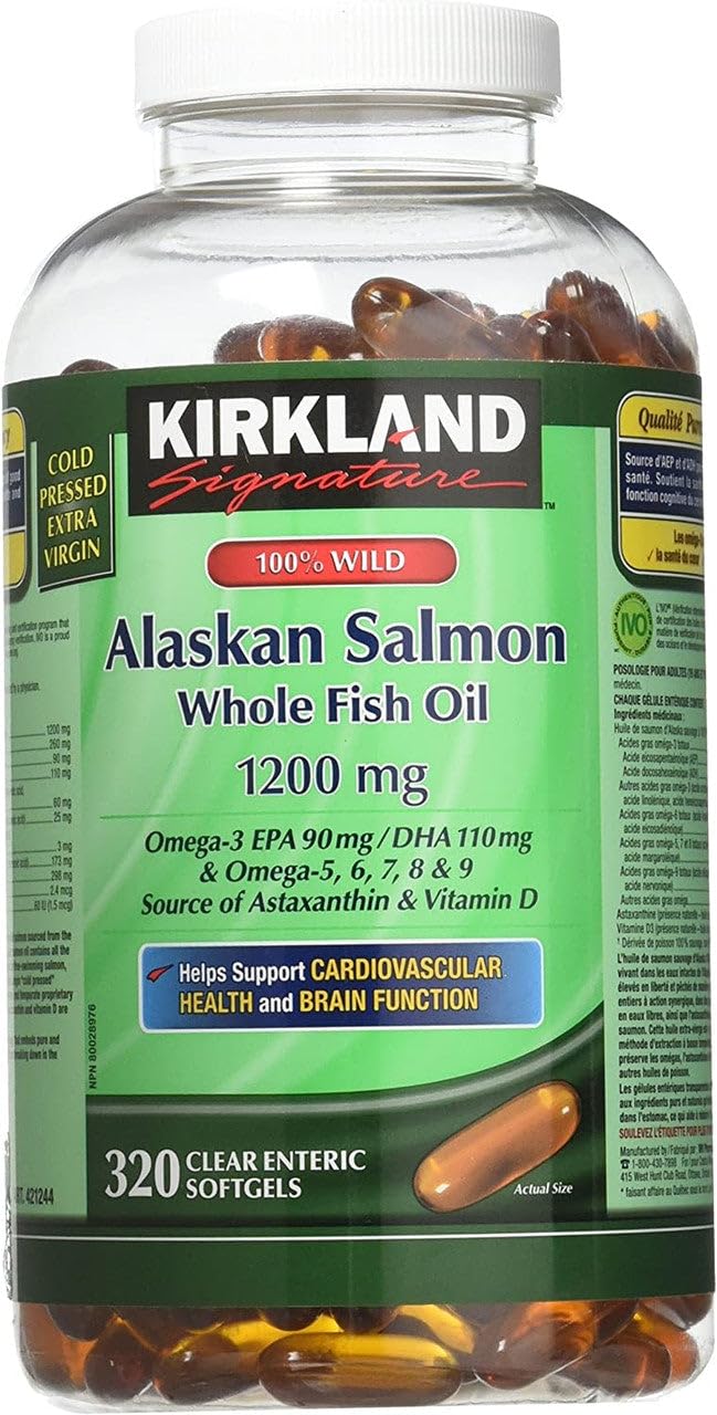 Wild Alaskan Salmon Oil 1200mg 320 Enteric Coated Softgels K7818