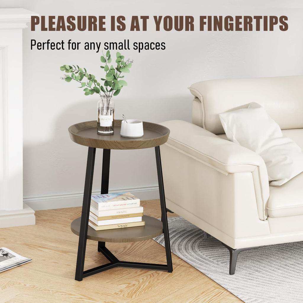 Round 2 Tier End Table with Storage Shelf G531