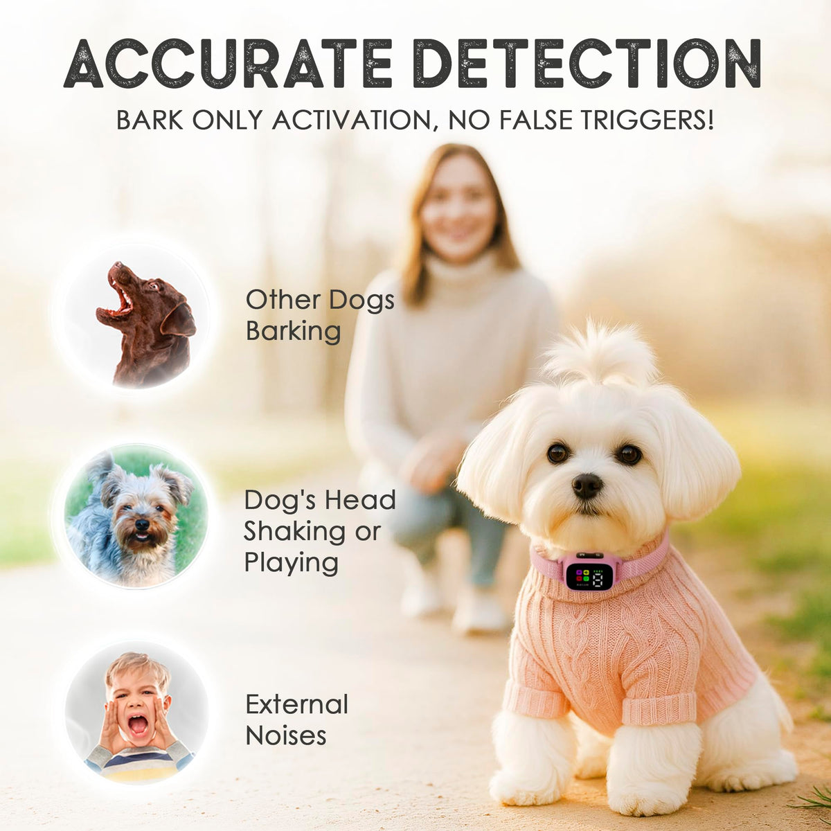 No Shock Rechargeable Bark Collar for Small Dogs 5-15 lbs Y94563