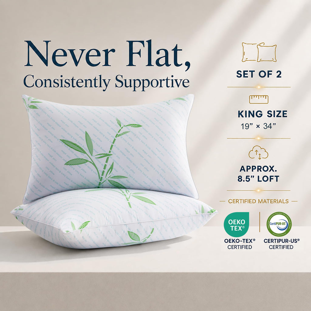 King Size Set of 2 Cooling Hybrid Bed Pillows K8929