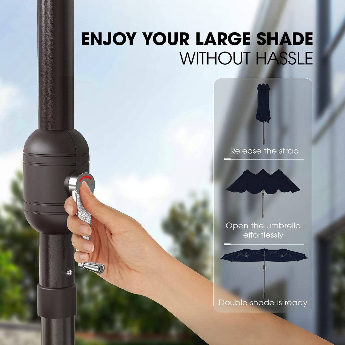 15ft Double-Sided Patio Umbrella with Base H90905