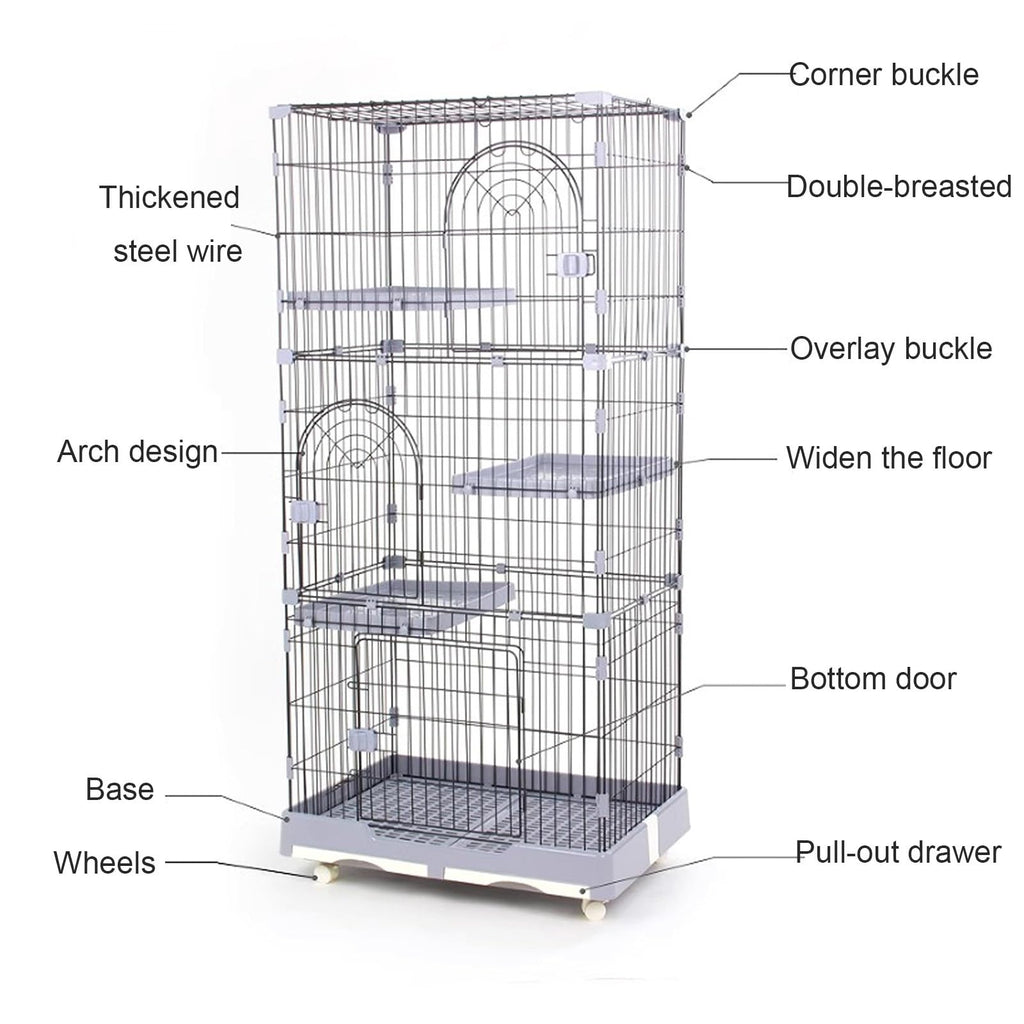 Foldable 4 Tier Detachable Cat Cage with Hammock H9020