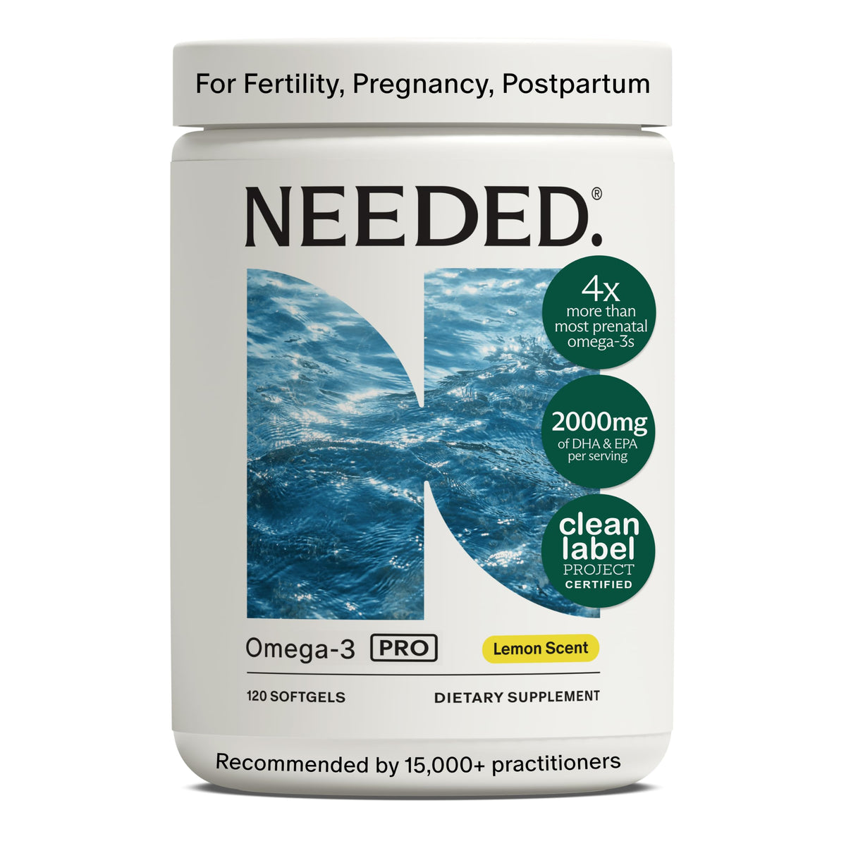 Prenatal Omega-3 Fish Oil 1000mg DHA 1000mg EPA Gelatin-Free Softgel F717