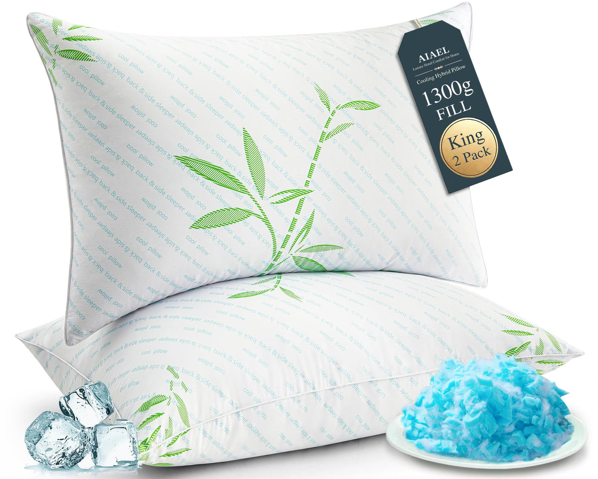 King Size Set of 2 Cooling Hybrid Bed Pillows K8929