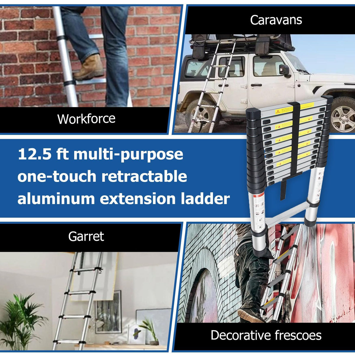 12.5 FT Aluminum Telescoping Ladder T52181
