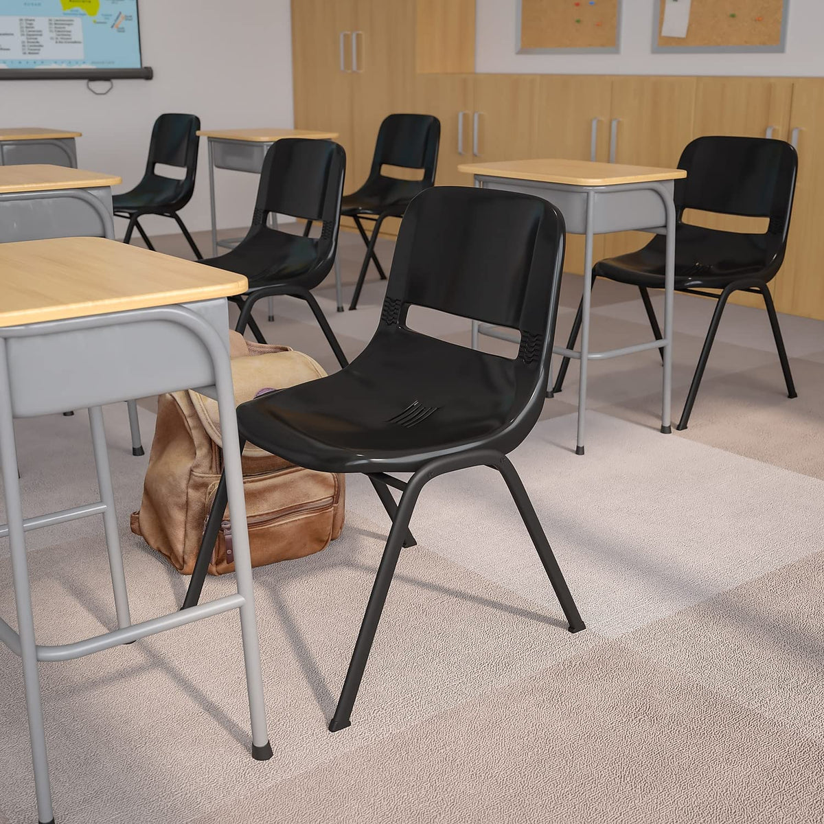 Black Ergonomic Stack Chair 5-Pack O34574