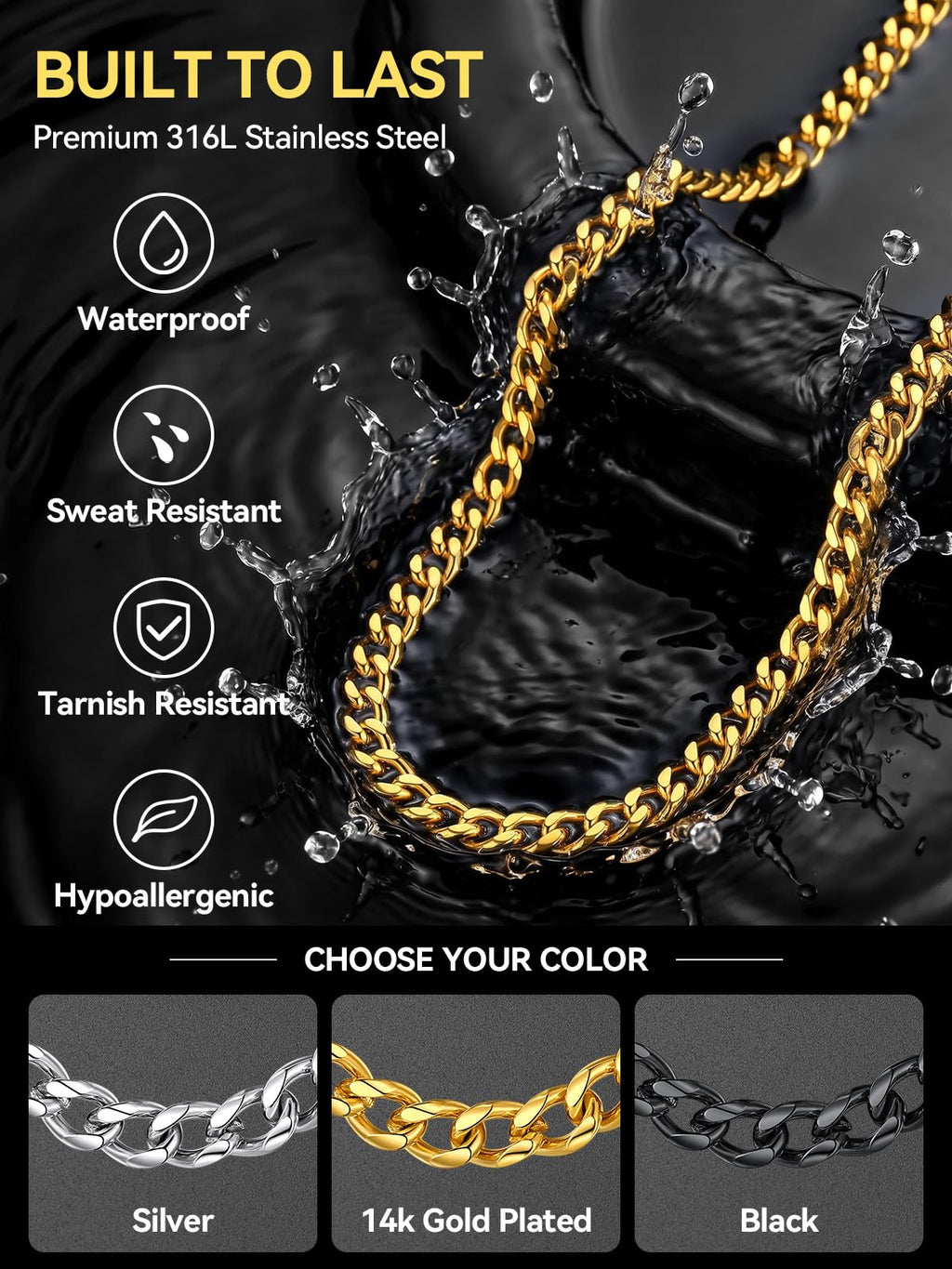 Stainless Steel Cuban Link Chain Necklace X567